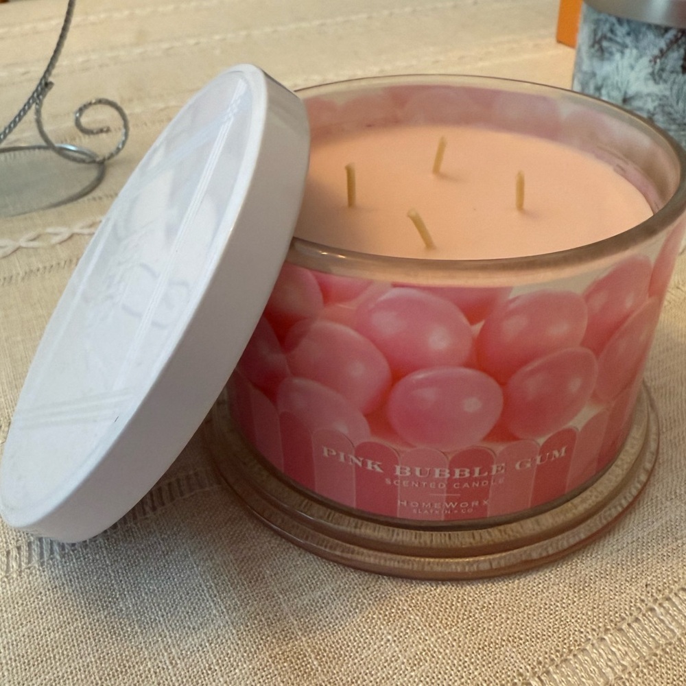 Pink Bubble Gum Scented Candle by Homeworx.